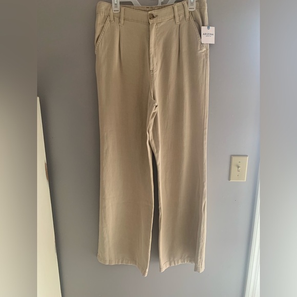 Womens Arizona Tan Pleated Loose Fit Wide Leg High Rise Skater New Trousers 9 - Picture 2 of 8